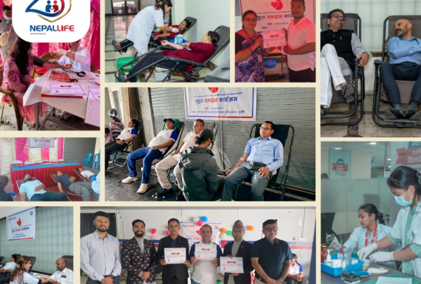 २५औँ वार्षिकोत्सवमा नेपाल लाइफको सामाजिक प्रतिबद्धता: ६०१ जनालाई निःशुल्क स्वास्थ्य सेवा, देशभर ५०५ पिन्ट रगत संकलन