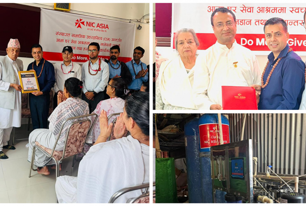 एनआईसी एशिया बैंकद्वारा आमा घर सेवा आश्रममा आरओ वाटर प्युरिफायर जडान