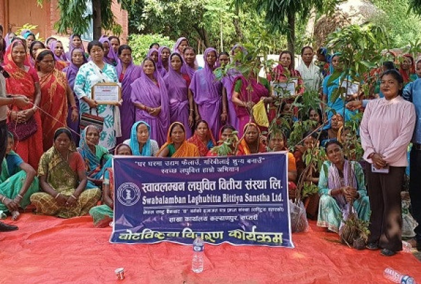 स्वावलम्बन लघुवित्तद्वारा वातावरण दिवसको अवसरमा फलफूलको बिरुवा वितरण