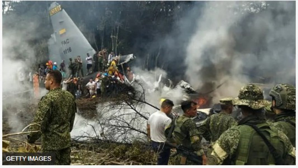 कोलम्बियामा सैनिक बोकेको विमान दुर्घटना, कम्तीमा ६६ जनाको मृत्यु