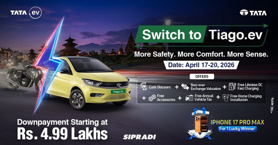 बाइक–स्कुटर साटेर टियागो ईभी चढ्ने मौका, टाटा मोटर्सले ल्यायो ‘स्विच टु टियागो इभी’एक्सचेन्ज क्याम्प