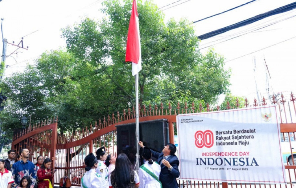 इन्डोनेसियाको ८०औँ स्वतन्त्रता दिवसको अवसरमा काठमाण्डौमा झन्डोत्तोलन